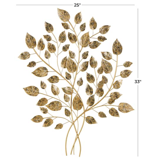 33" Gold Metal Leaf Metallic Wall Décor